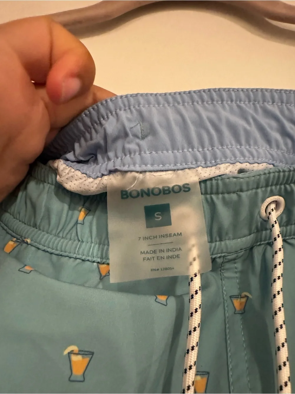 Bonobos Teal Swim Trunks Yellow Cocktail Drink Print 7
